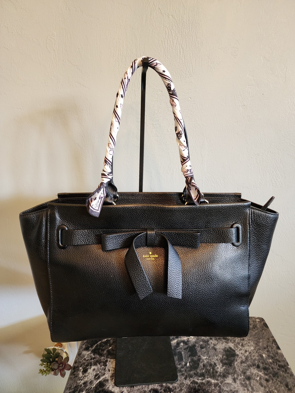 Kate Spade Avalon Place Natala Two Way Bag In Black Leather With Bow Accent